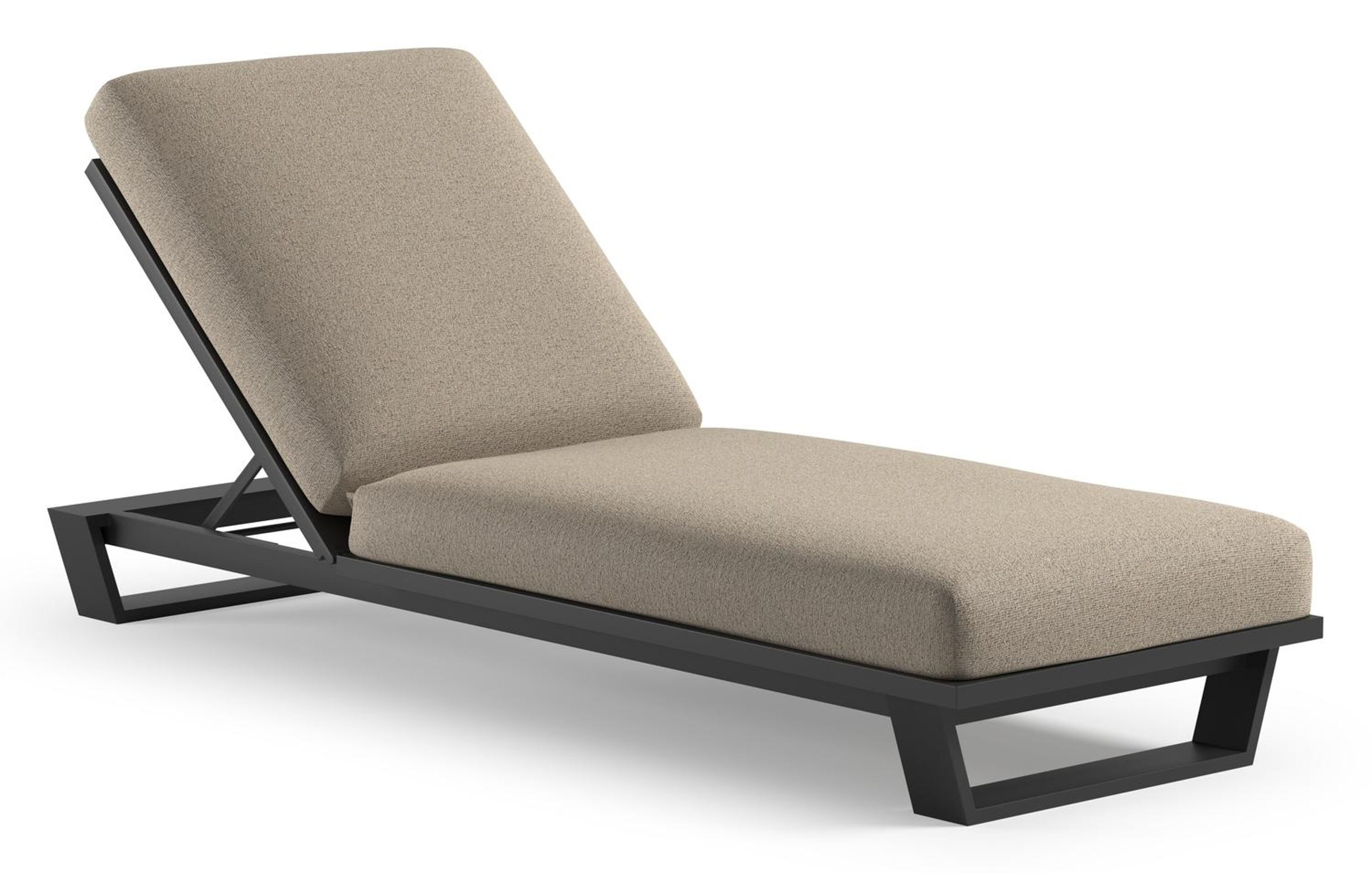 Pagino verstelbaar ligbed in zwart aluminium met marbella beige all weather Cosytica kussen