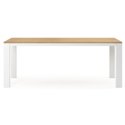 Nano tuintafel in wit aluminium en teak - L 200 x B 100 x H 75 cm