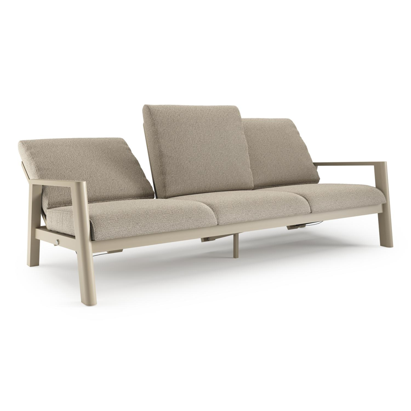 Canapé de jardin Cirello en aluminium beige et coussins en all weather cosytica catania beige