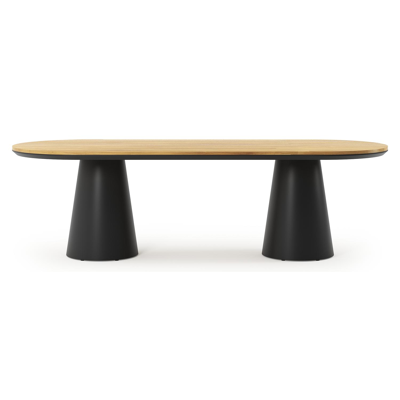 Donato tuintafel in zwart aluminium en teak - L 260 x B 100 x H 75,5 cm