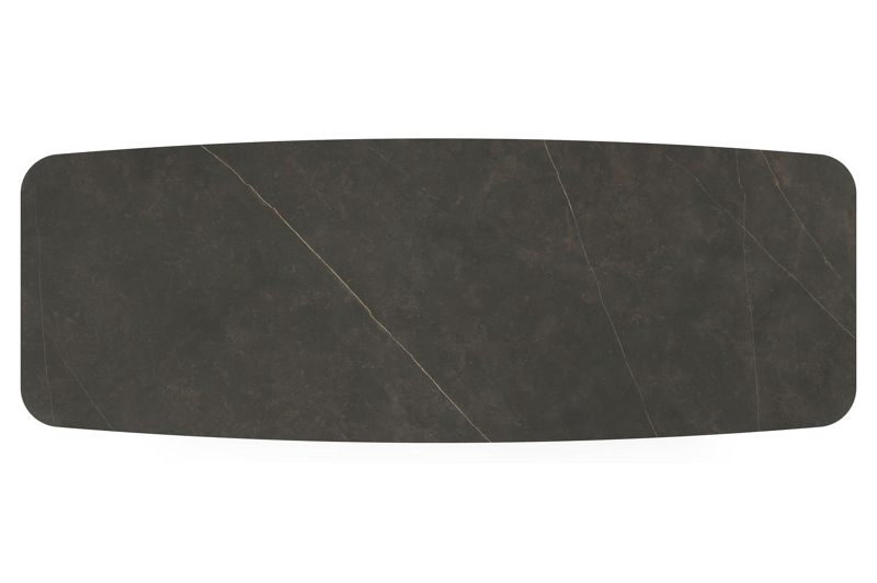 Table de jardin Pagino en aluminium noir et céramique pleine calatorao - Lg 315 x Larg. 115 x H 74 cm