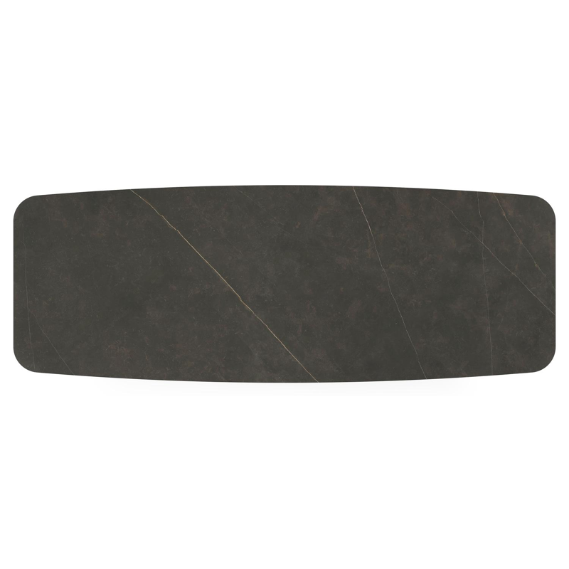 Table de jardin Pagino en aluminium noir et céramique pleine calatorao - Lg 315 x Larg. 115 x H 74 cm