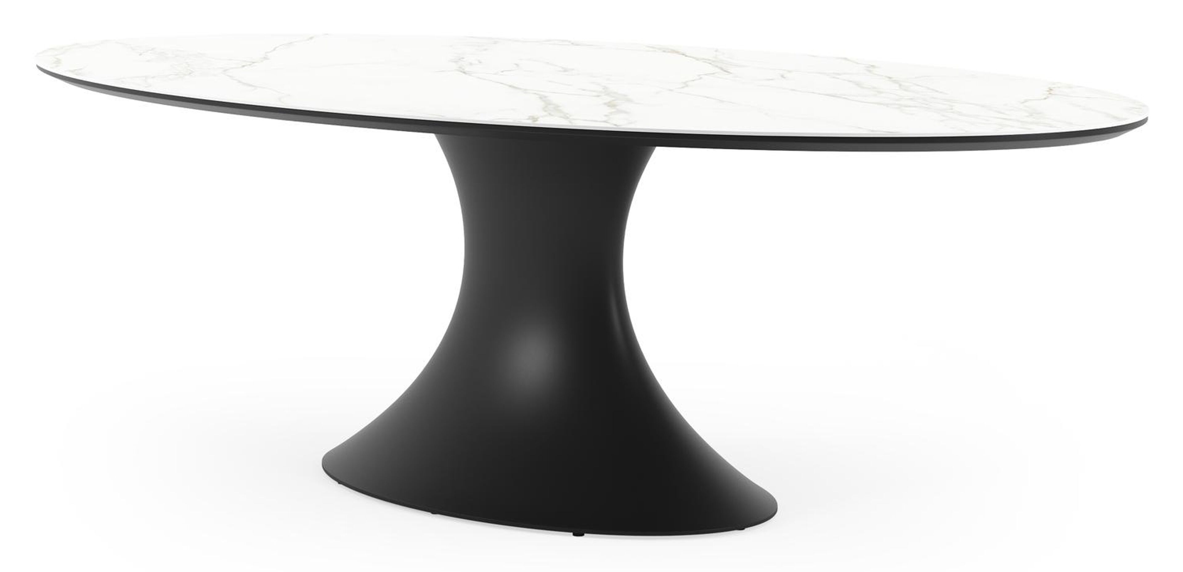 Fano tuintafel ovaal in zwart aluminium en volkeramiek Calacatta - L 240 x B 135 x H 75 cm