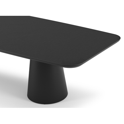 Table de jardin Donato en aluminium noir et céramique pleine nero black - Lg 315 x Larg. 115 x H 74 cm