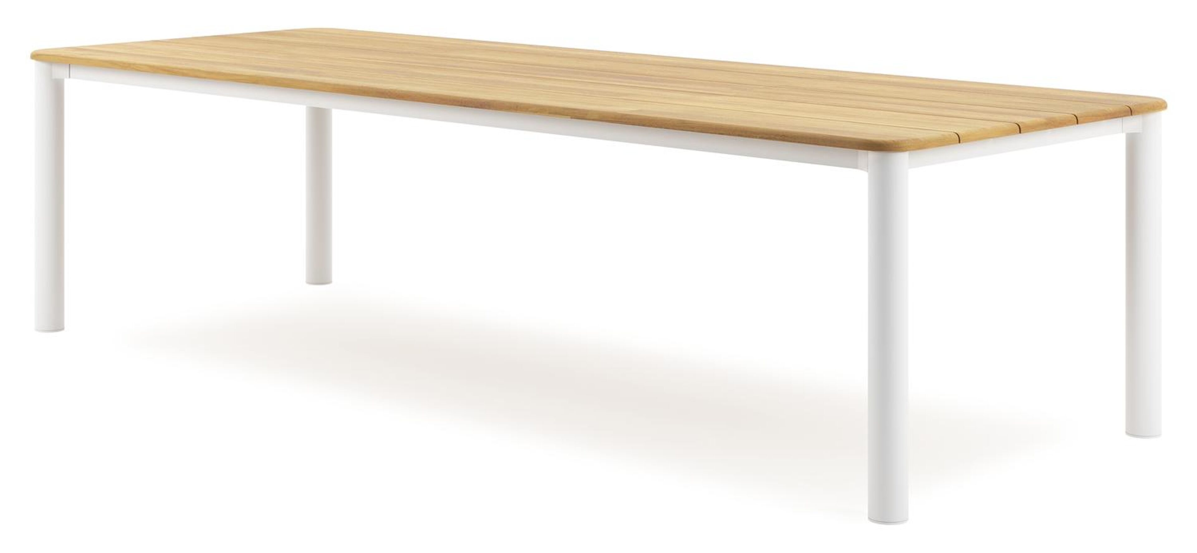 Orso tuintafel rechthoekig afgerond in wit aluminium en teak - L 290 x B 110 x H 73.5 cm