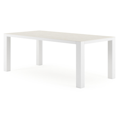 Nano tuintafel in wit aluminium en volkeramiek shilin - L 200 x B 100 x H 75 cm
