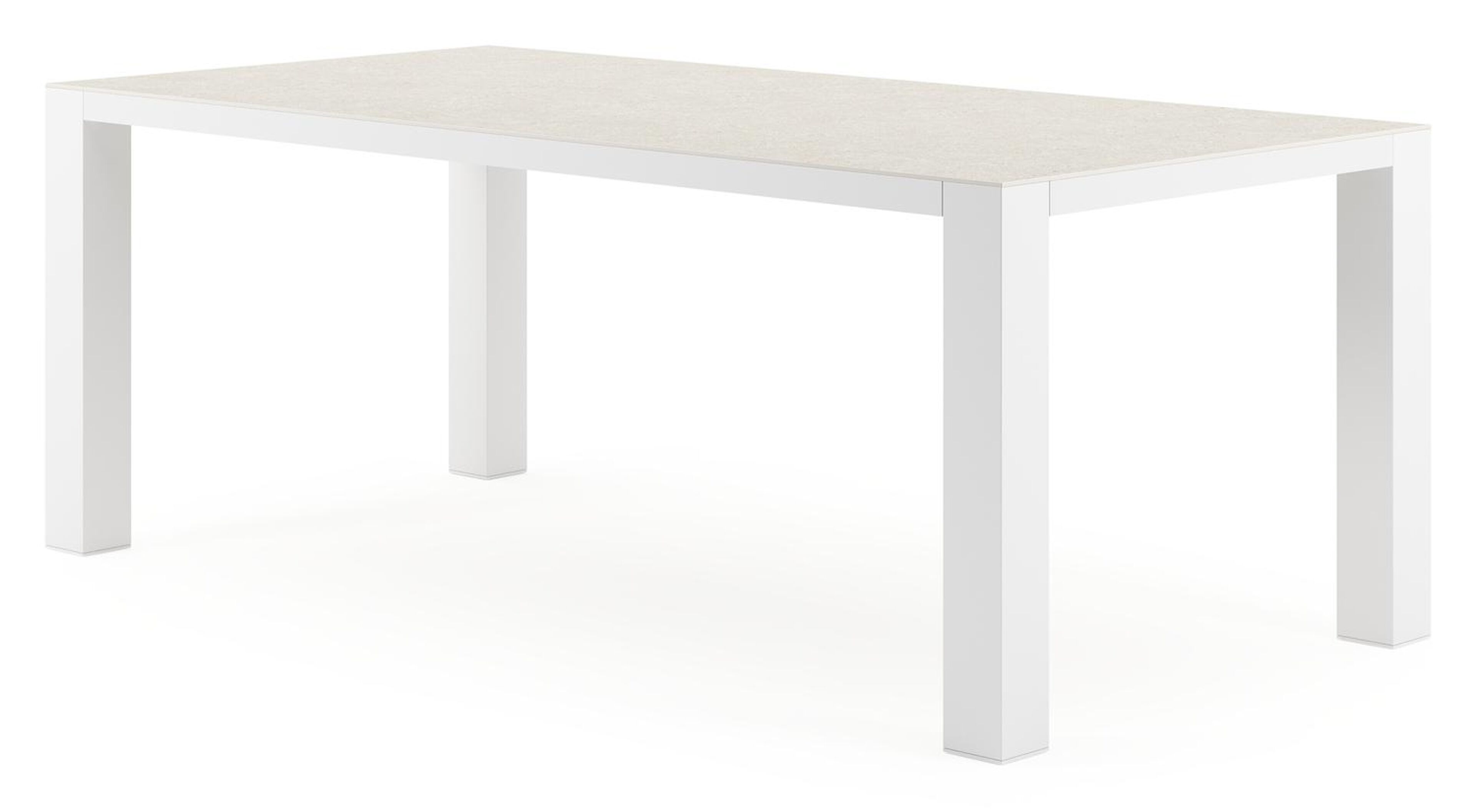 Nano tuintafel rechthoekig in wit aluminium en volkeramiek shilin - L 200 x B 100 x H 75 cm