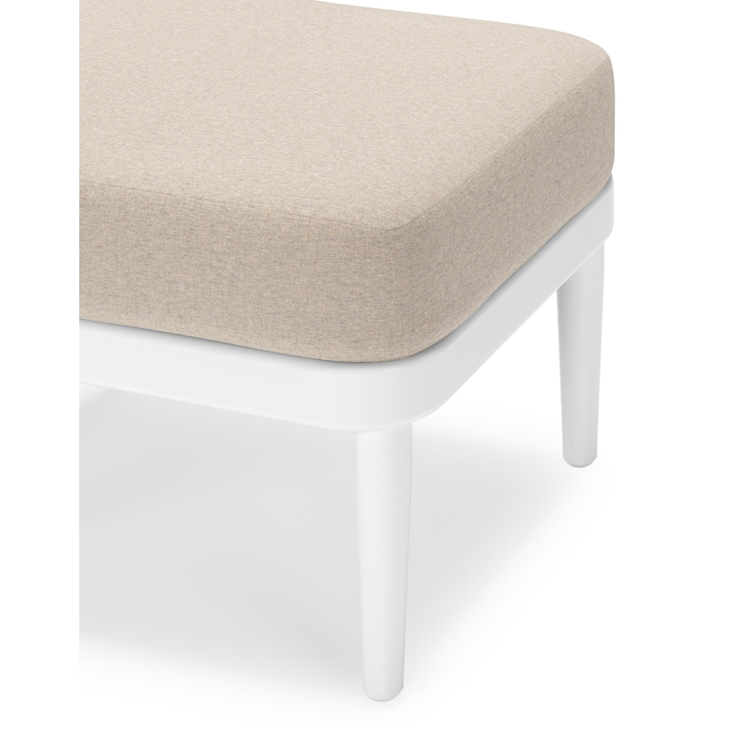 Pouf Orso en aluminium blanc et coussins en all weather sunbrella® luxe Heritage Ash