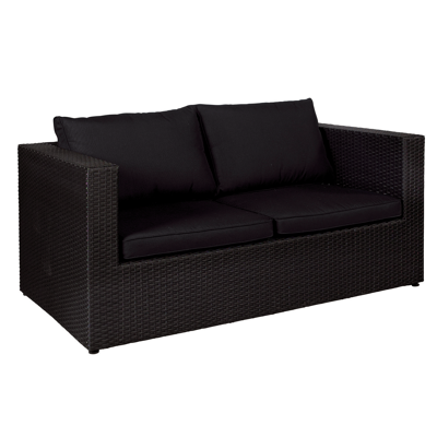 Amari 2-zit in zwart wicker met polyester kussens