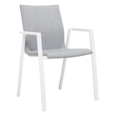 Trente tuinset in wit aluminium en teak naturel tafelblad met 10 stapelbare Madura tuinstoelen