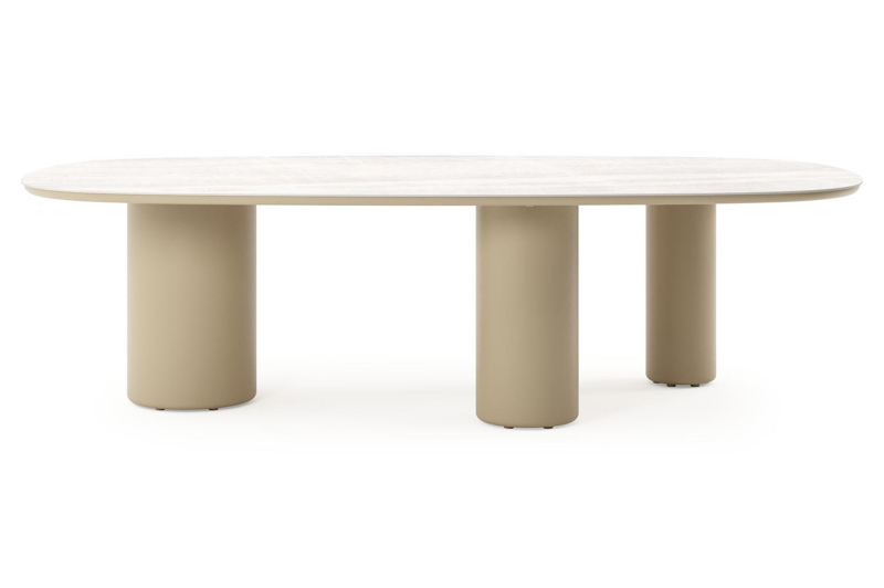 Amico tuintafel bombo xl in beige aluminium en volkeramiek Taj Mahal - L 270 x B 148 x H 73.5 cm