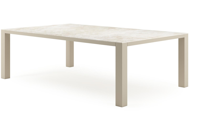 Nano XL tuintafel rechthoekig in beige aluminium en volkeramiek Rapolano L 240 x B 148 cm
