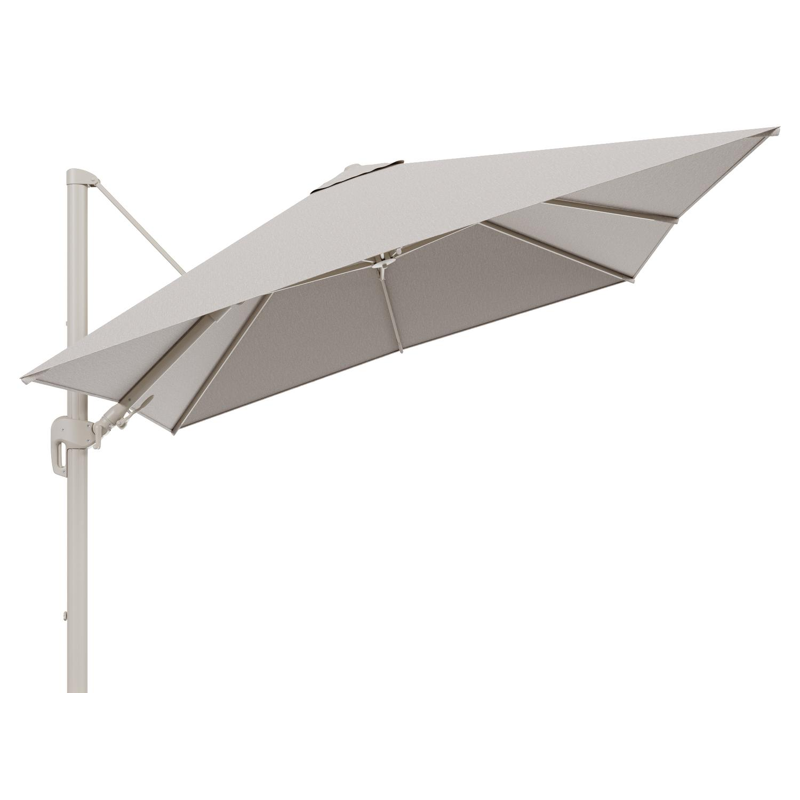 Rufina zweefparasol tiltfunctie in beige aluminium en parasoldoek in All Weather Sunbrella® Luxe Slow Farafra - L1 300 x L2 300 cm (zonder voet)