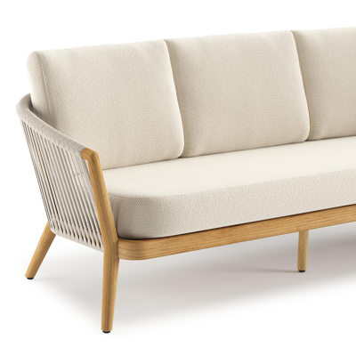 Canapé de jardin Orso en tecken corde luxe plate tissée verticalement beige et coussins en all weather cosytica Althea Off White