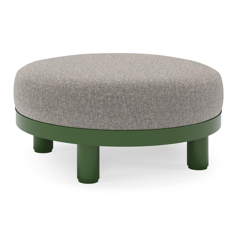 Donato lounge poef in groen aluminium met all weather sunbrella® luxe Chartres Drizzle kussen