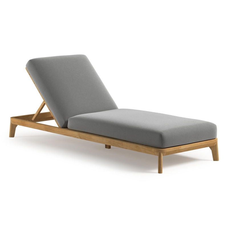 Orso verstelbaar ligbed in teak met savane grey all weather Sunbrella® luxe kussen