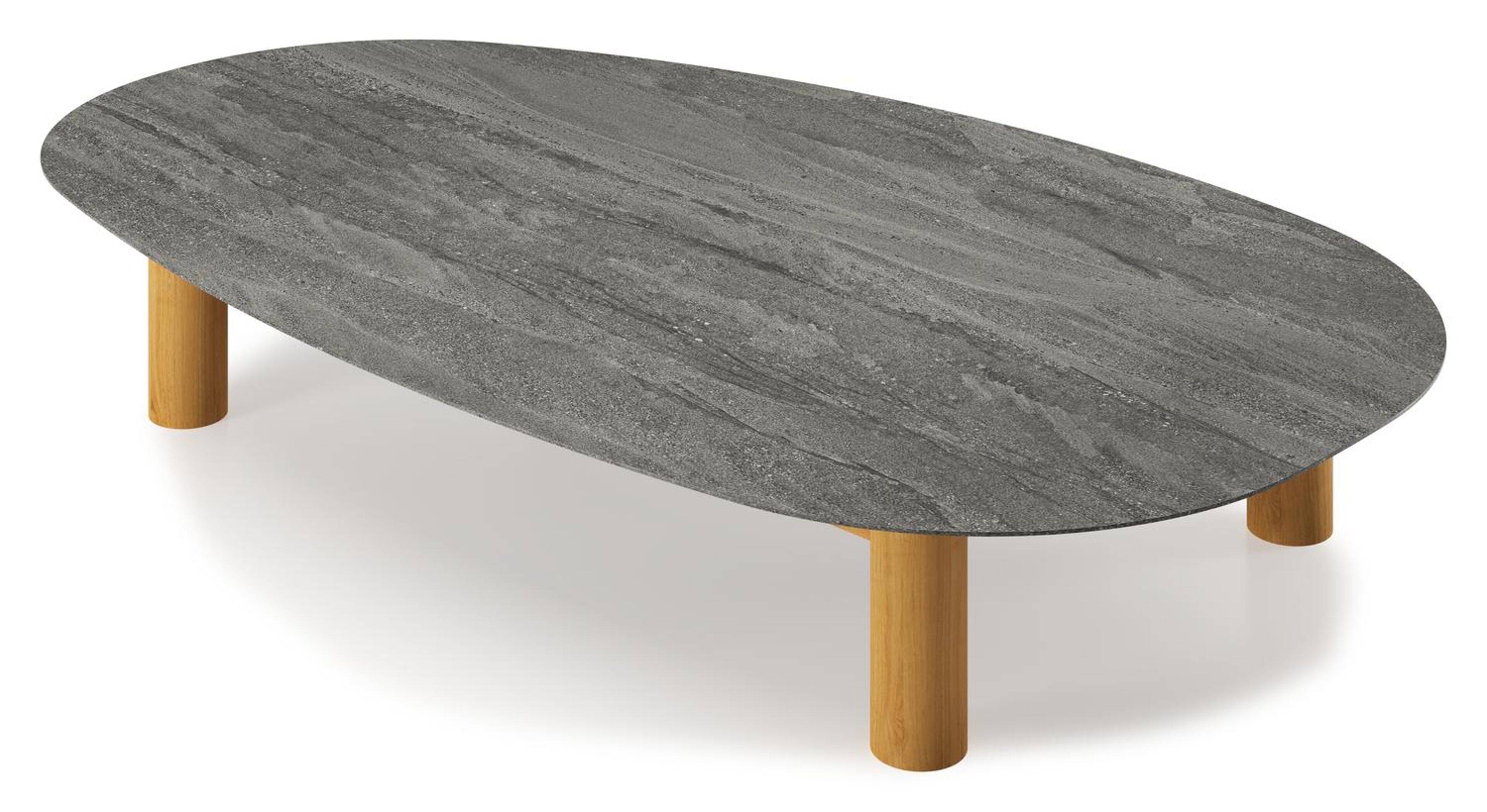 Donato - Organo loungetafel organisch in teak en volkeramiek Aspen Grey - L 151 x B 90 x H 25 cm