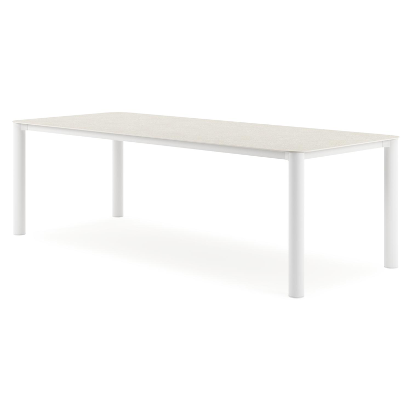 Orso tuintafel rechthoekig afgerond in wit aluminium en volkeramiek shilin - L 240 x B 100 x H 73.5 cm