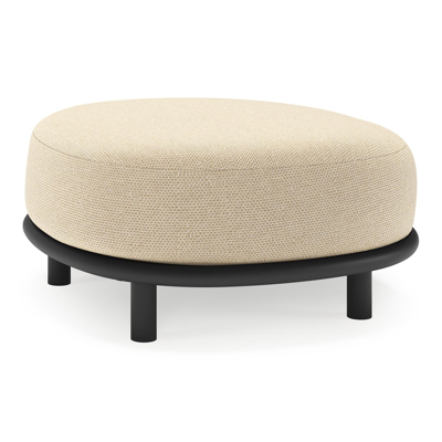 Lupino poef in zwart aluminium met althea camel all weather cosytica kussen
