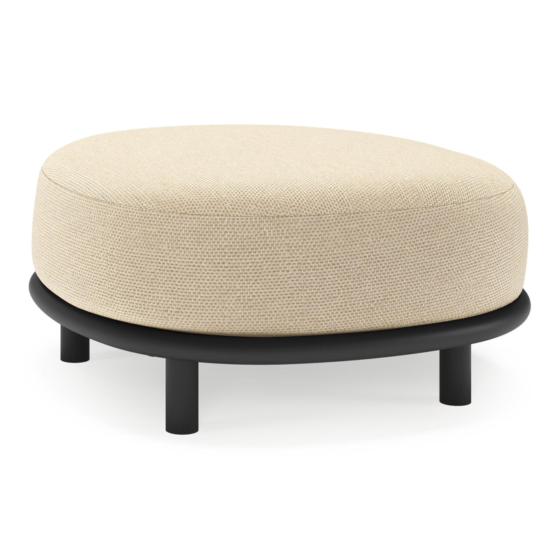 Lupino poef in zwart aluminium met althea camel all weather cosytica kussen