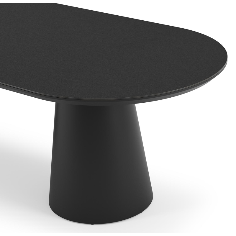 Table de jardin Donato en aluminium noir et céramique pleine nero black - Lg 260 x Larg. 100 x H 74 cm