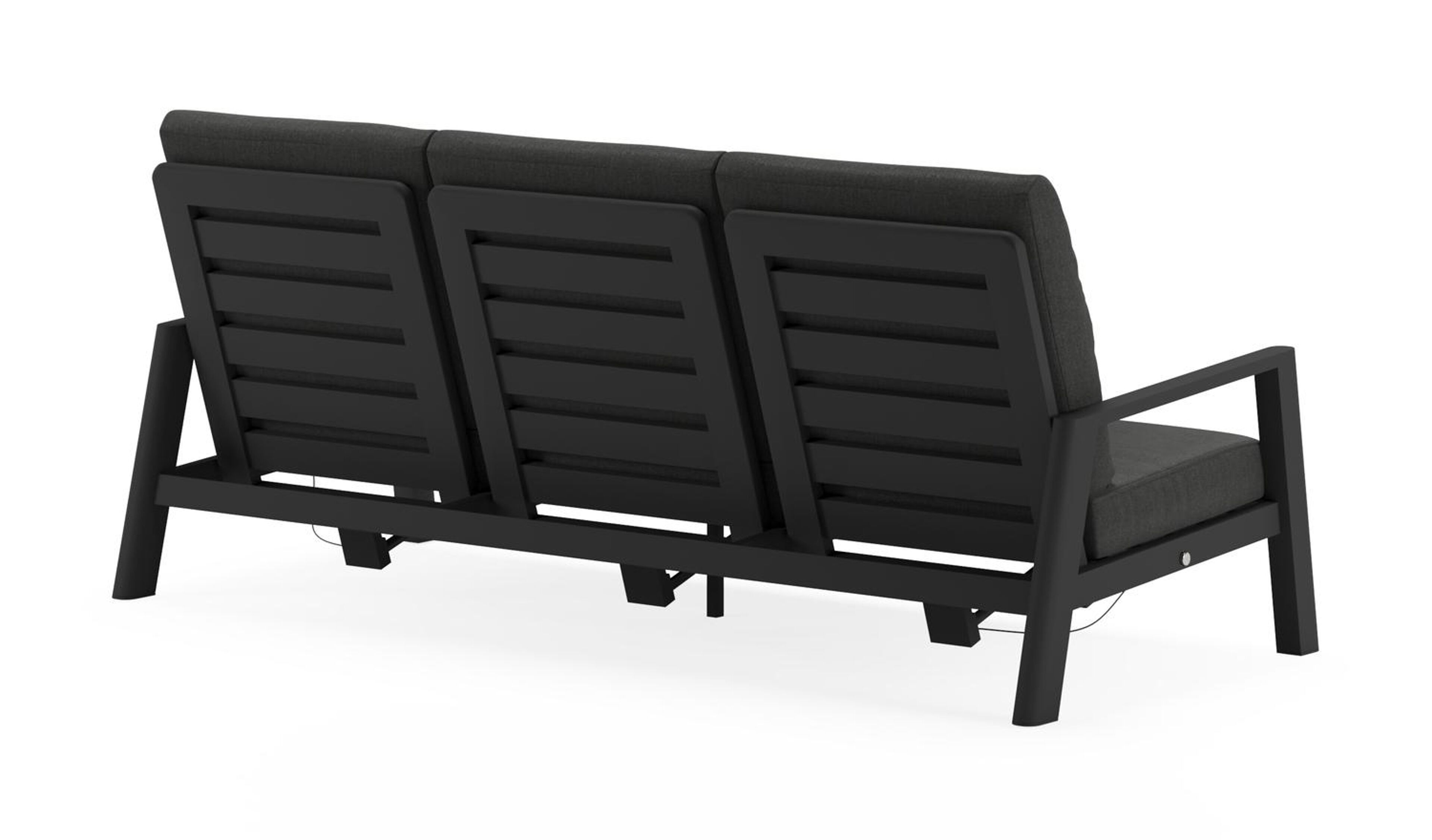 Cirello loungeset in zwart aluminium met chartres sooty all weather sunbrella® luxe kussens