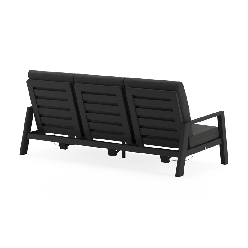 Cirello loungeset in zwart aluminium met chartres sooty all weather sunbrella® luxe kussens