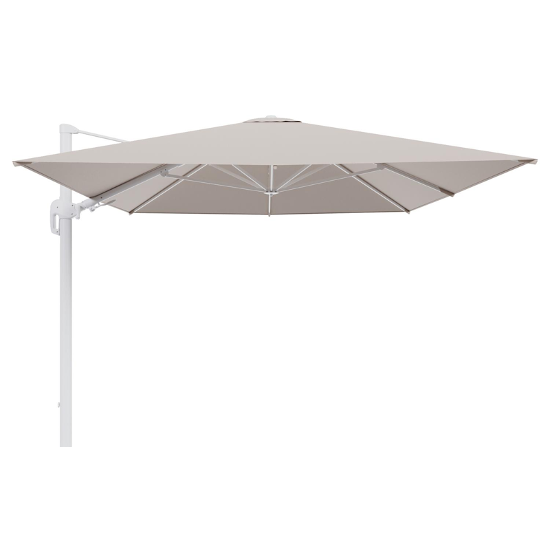 Rufina zweefparasol tiltfunctie in wit aluminium en parasoldoek in All Weather Sunbrella® Luxe Wander Pilat - L1 400 x L2 300 cm (zonder voet) (zonder voet)