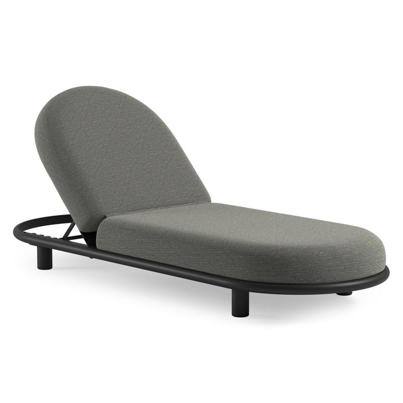 Chaise longue réglable Lomano en aluminium noir avec slow fern all weather sunbrella® luxe coussin