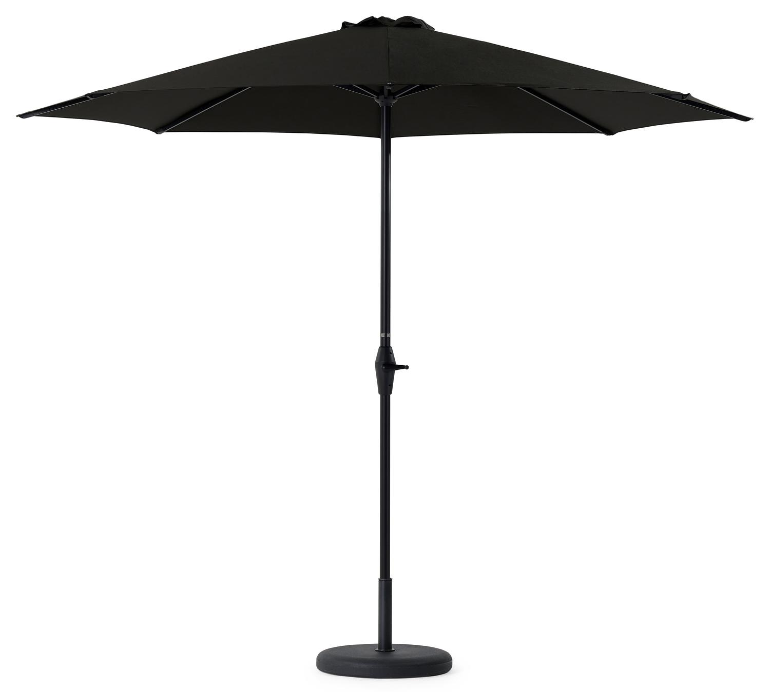 Viola staanparasol in zwart aluminium met zwart weather+ softtouch parasoldoek - Dia. 350 cm (met voet)