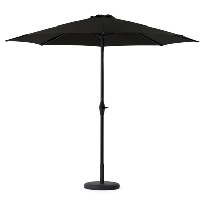 Viola staanparasol in zwart aluminium met zwart weather+ softtouch parasoldoek - Dia. 350 cm (met voet)