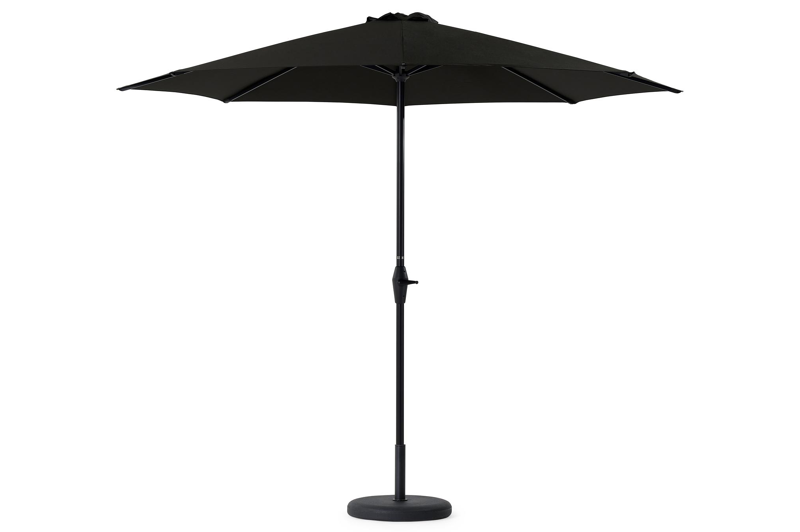 Viola staanparasol in zwart aluminium met zwart weather+ softtouch parasoldoek - Dia. 350 cm (met voet)