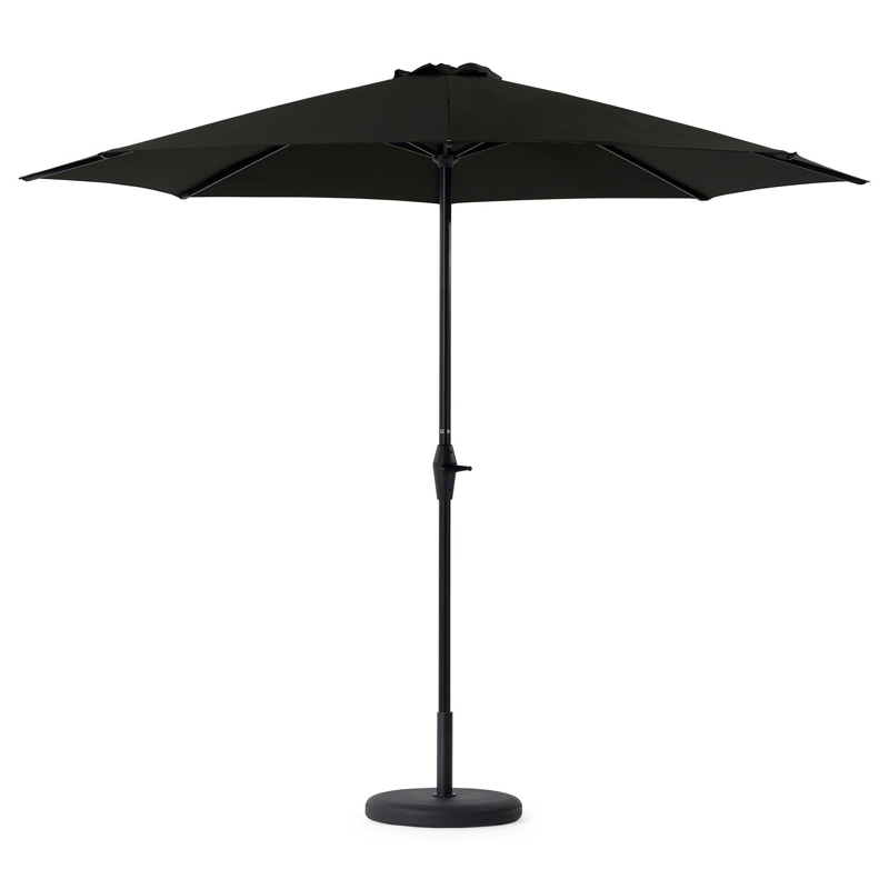Viola staanparasol in zwart aluminium met zwart weather+ softtouch parasoldoek - Dia. 350 cm (met voet)