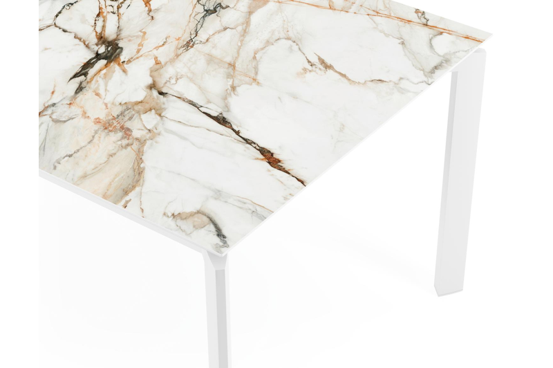 Cirello tuintafel in wit aluminium en volkeramiek calacatta luxe - L 200 x B 100 x H 76 cm