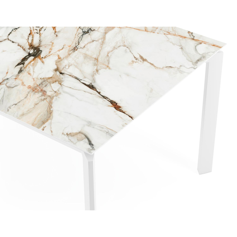 Cirello tuintafel in wit aluminium en volkeramiek calacatta luxe - L 200 x B 100 x H 76 cm