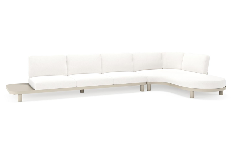 Donato loungehoek in beige aluminium met soul optik all weather solica kussen