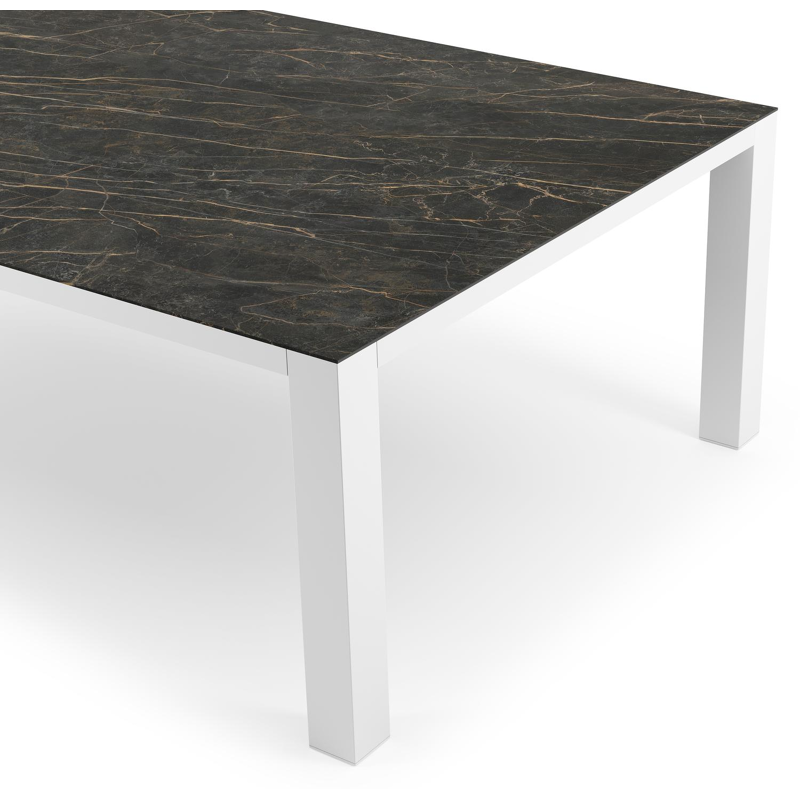 Nano XL tuintafel rechthoekig in wit aluminium en volkeramiek Black Obsession - L 240 x B 148 x H 75 cm