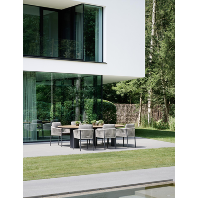 Organo tuintafel organisch in zwart aluminium en teak L 280 x B 120 x H 74 cm