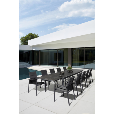 Como (Finato) verlengbare tuintafel in zwart aluminium en volkeramiek zwart - L 240/360 x B 107 x H 76 cm