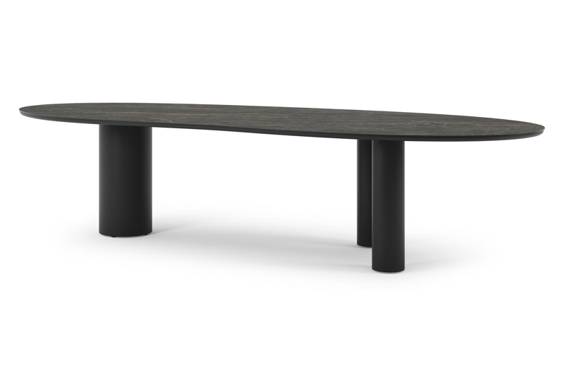 Organo tuintafel organisch in zwart aluminium en volkeramiek black obsession - L 320 x B 120 x H 74 cm