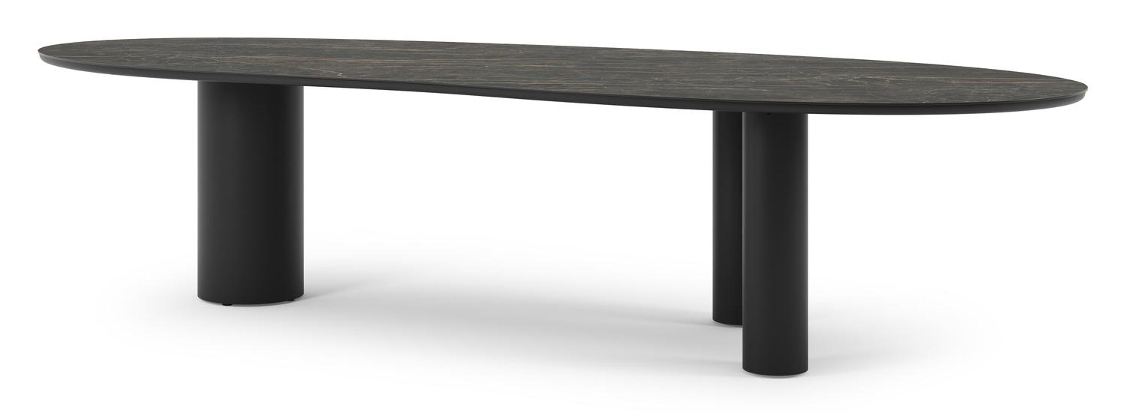 Organo tuintafel organisch in zwart aluminium en volkeramiek black obsession - L 320 x B 120 x H 74 cm