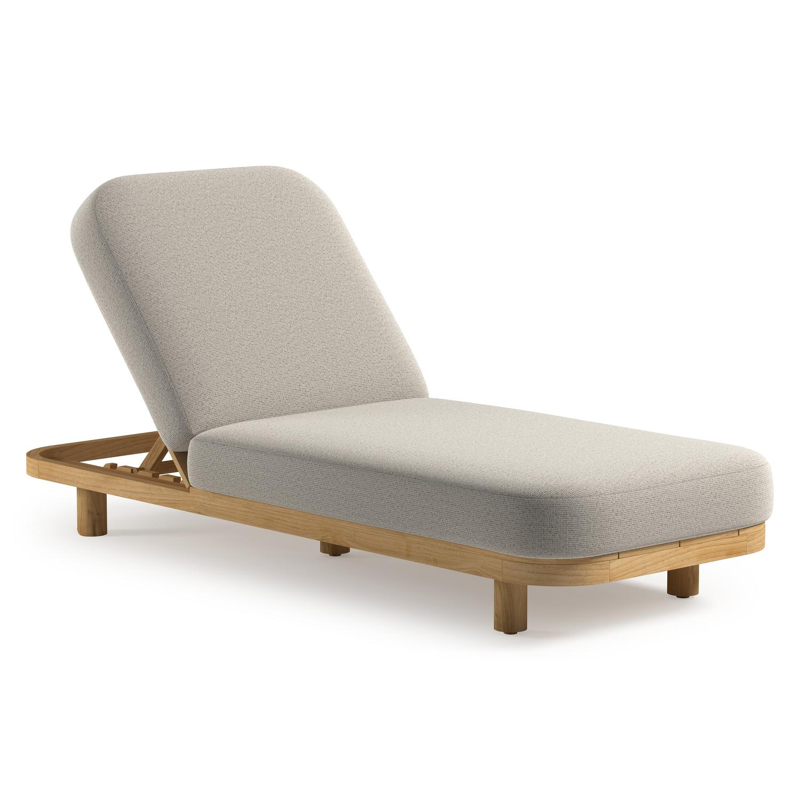 Chaise longue réglable Donato en teck avec All Weather Solica firenze natural coussin