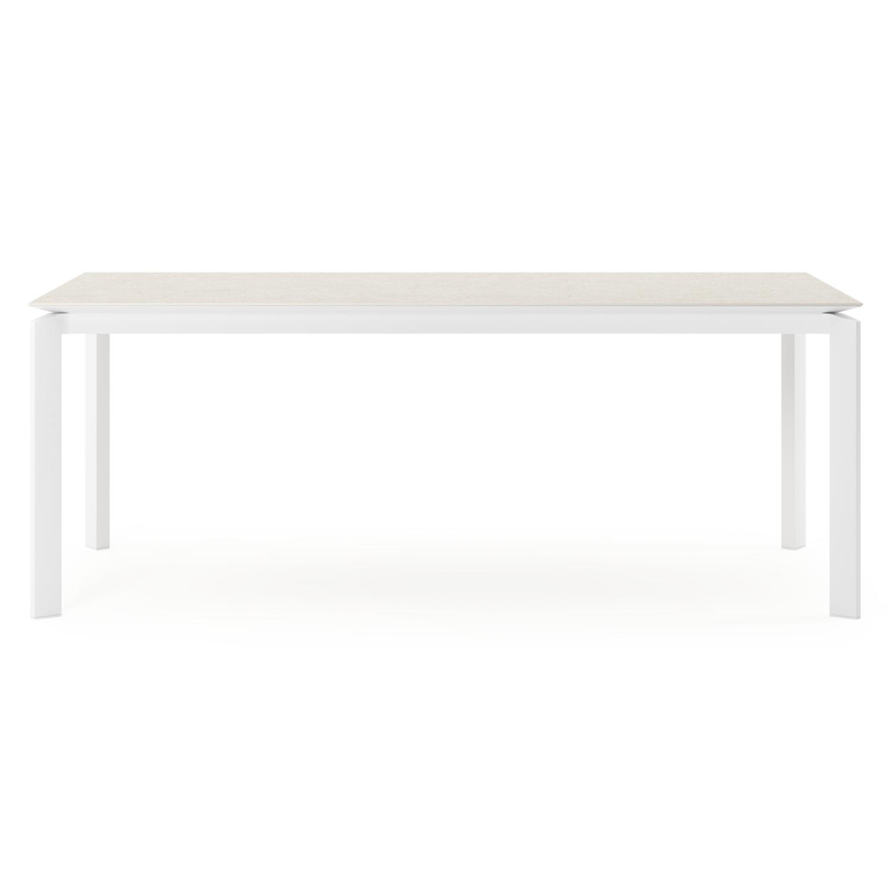 Table de jardin Cirello en aluminium blanc et céramique pleine shilin - Lg 200 x Larg. 100 x H 75 cm
