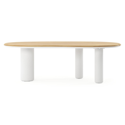 Amico tuintafel organisch in wit aluminium en teak - L 240 x B 110 x H 73.5 cm