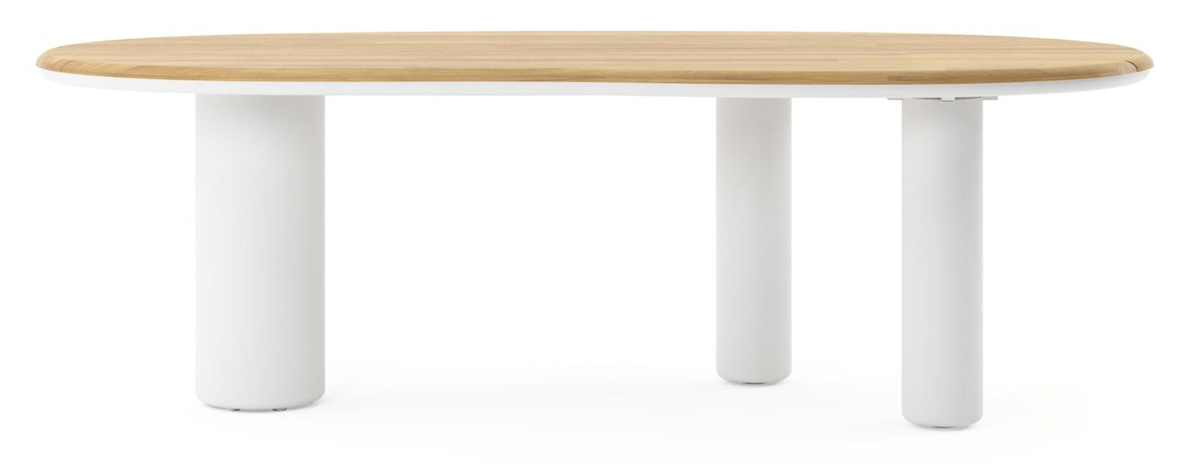 Amico tuintafel organisch in wit aluminium en teak - L 240 x B 110 x H 74 cm