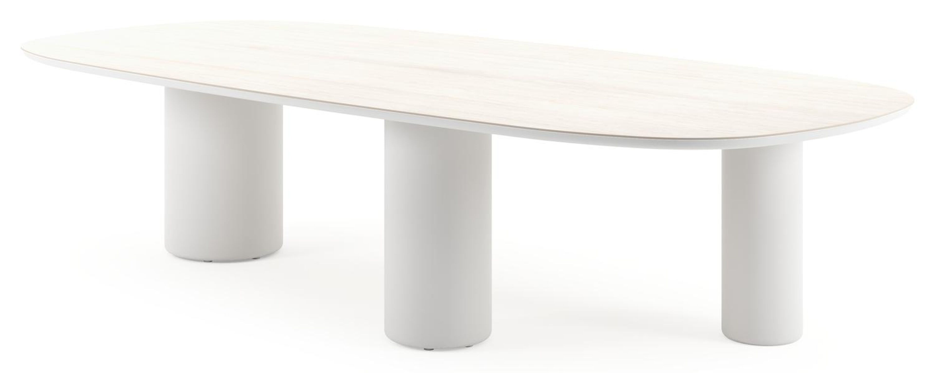 Amico tuintafel bombo xl in wit aluminium en volkeramiek Travertino Bianco - L 320 x B 148 x H 74 cm