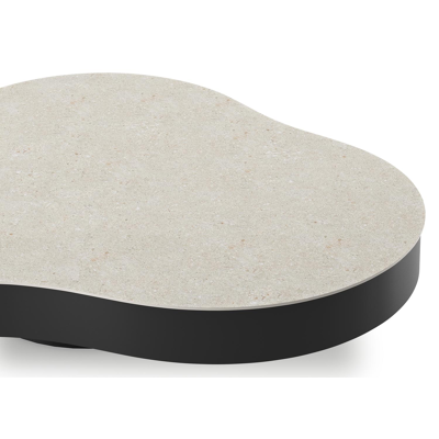 Table de basse Lomano cloud en aluminium noir et céramique pleine Shilin - Lg. 131 x Lrg. 108 x Haut. 25 cm
