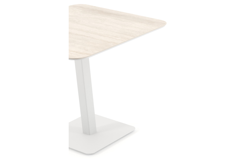 Table de jardin Fano inclinable carré arrondi en aluminium blanc et céramique pleine Travertino Bianco - Lg. 80 x Lrg. 80 x Haut. 72.5 cm