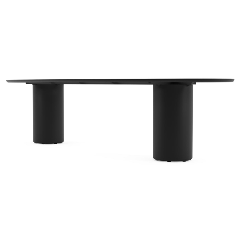 Amico tuintafel ovaal in zwart aluminium en volkeramiek Travertino Bianco - L 320 x B 130 x H 73.5 cm