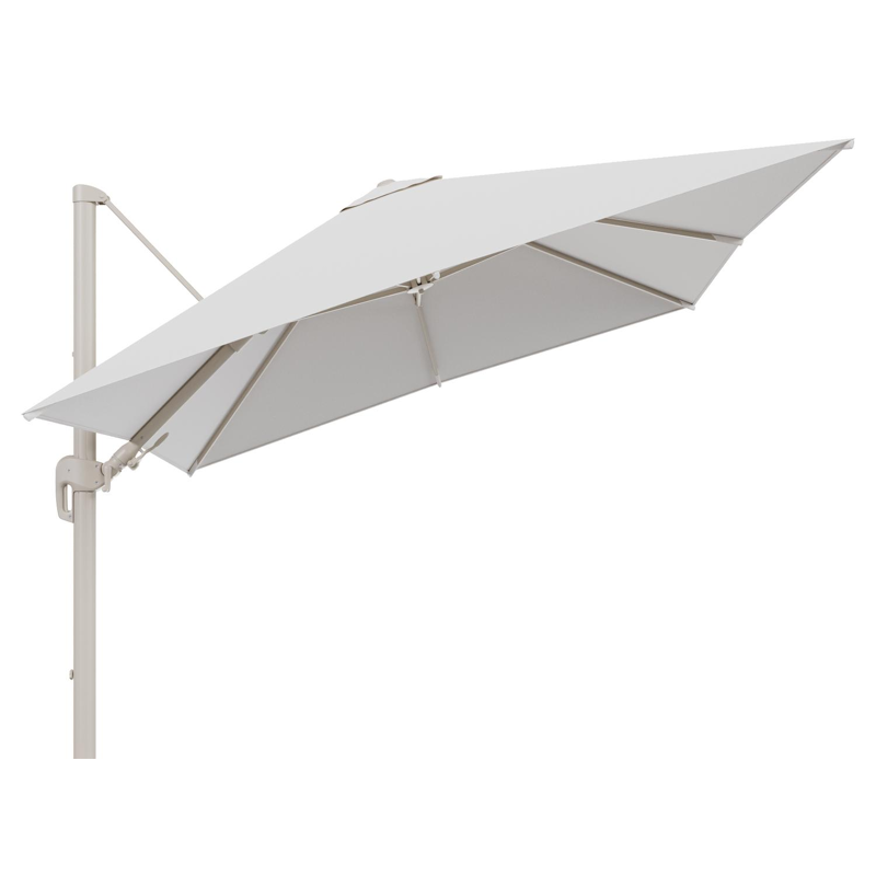 Rufina zweefparasol tiltfunctie in beige aluminium en parasoldoek in All Weather Solica Soul Optik  - L1 300 x L2 300 cm (zonder voet) (zonder voet)